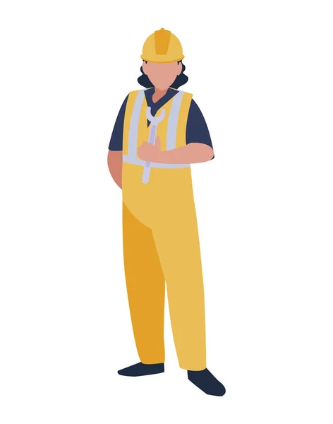 Isoliert Bauunternehmer Avatar Mann mit gelben Helm Vektor-Design — Stockvektor