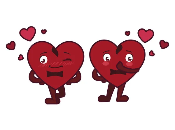 Geïsoleerde mannen rode harten cartoons vector ontwerp — Stockvector