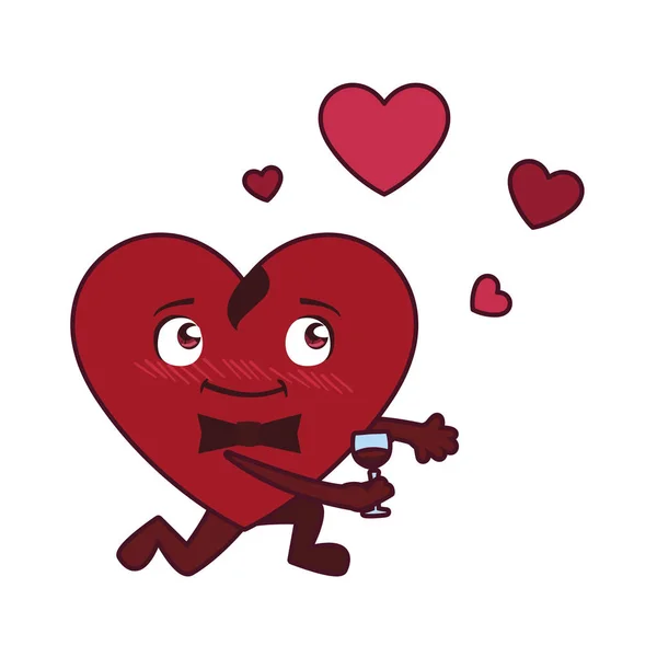 Desenho animado coração segurando uma carta de amor 