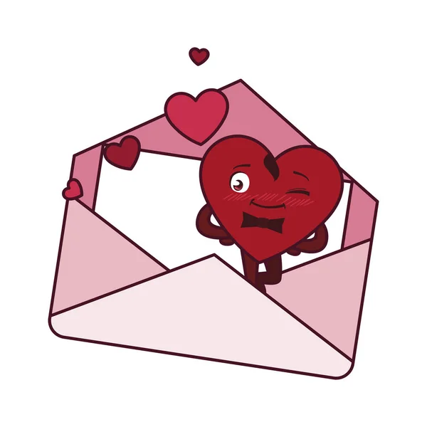 Aislado corazón rojo masculino dibujos animados dentro de diseño de vectores de tarjetas — Vector de stock