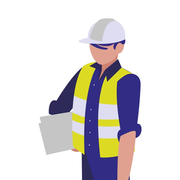 Isolated architect avatar man with white helmet vector design — Stock Vector