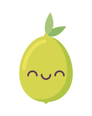 kawaii limon meyve çizgi film vektör tasarımı