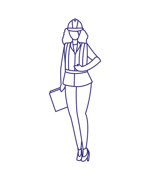 Isolato costruttore avatar donna con casco design — Vettoriale Stock