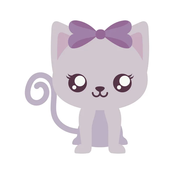 Kawaii female cat cartoon vector design — 스톡 벡터