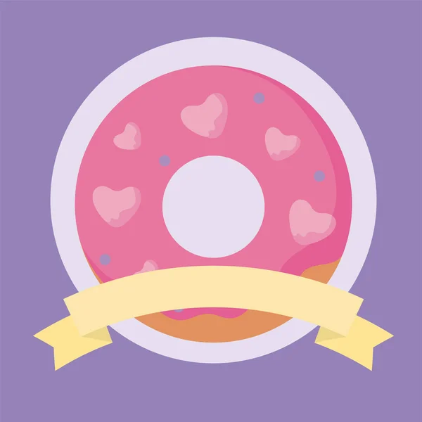 Donut mit Herzen Vektor-Design — Stockvektor