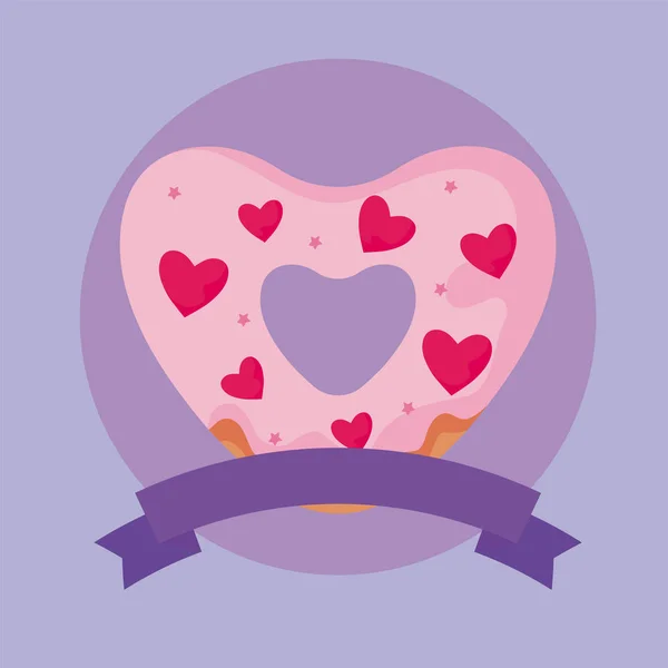 Donut con corazones diseño de vectores — Archivo Imágenes Vectoriales