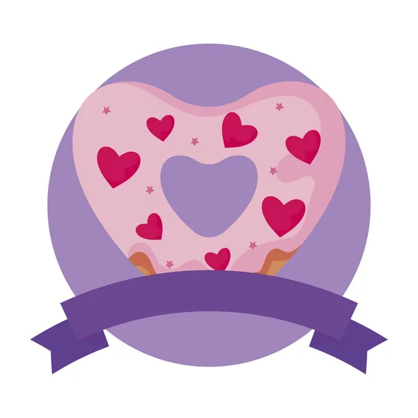 Isolated donut with hearts vector design — Stock Vector