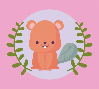 Kawaii kunduz vektör tasarımı