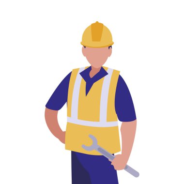 Sarı kask tasarımı ile izole edilmiş mimar avatar adam