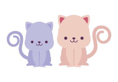kawaii kedileri vektör tasarımı