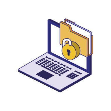 Laptop asma kilit ve güvenlik sistemi vektör tasarımı dosyası