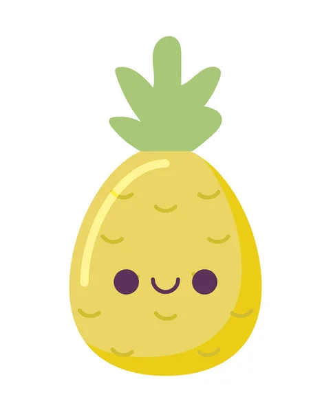 Kawaii fruto de abacaxi desenho vetorial cartoon — Vetor de Stock