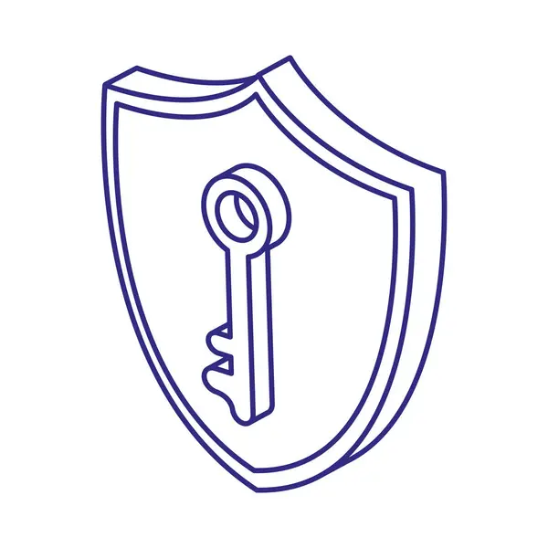 Llave y escudo del diseño del vector del sistema de seguridad — Archivo Imágenes Vectoriales