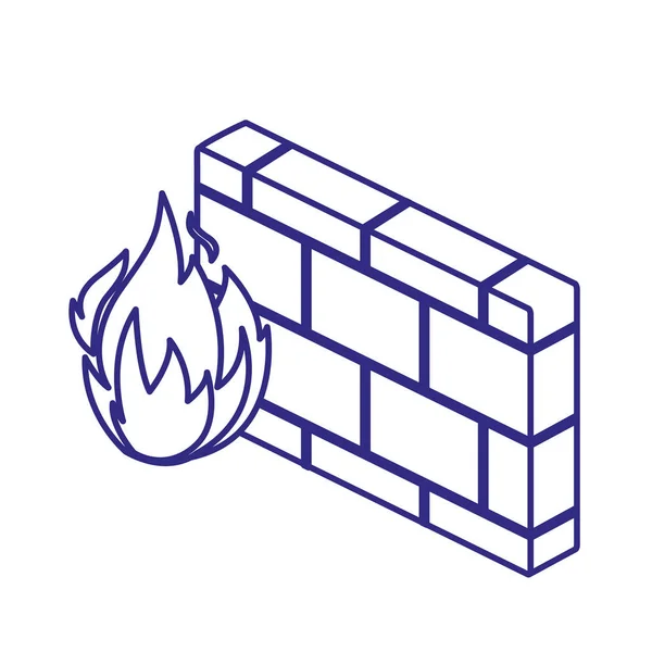 Flamme und Wand des Sicherheitssystems Vektor-Design — Stockvektor