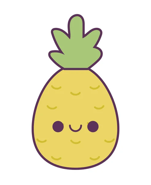 Kawaii ananas fruit dessin animé vecteur design — Image vectorielle
