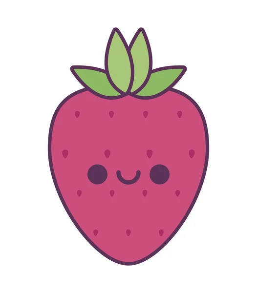 Desain vektor kartun buah kawaii strawberry - Stok Vektor