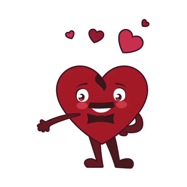 Isolated male red heart cartoon vector design — 스톡 벡터