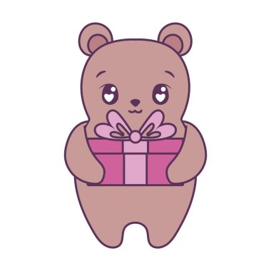 Hediye vektör tasarımlı şirin ayı çizgi filmi