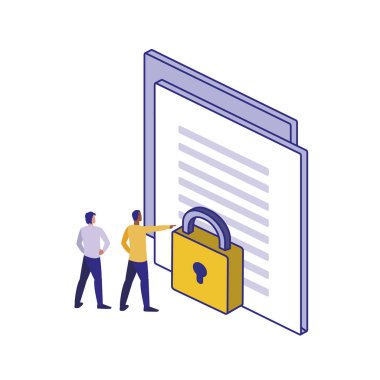 Güvenlik sistemi vektör tasarımının belgeleri ve asma kilidi