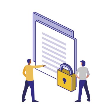 Güvenlik sistemi vektör tasarımının belgeleri ve asma kilidi