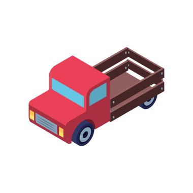 beyaz zemin üzerine kırmızı kamyon