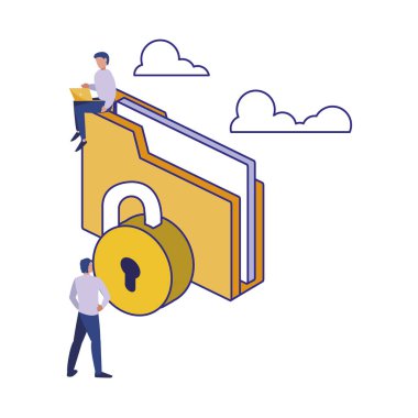 Güvenlik sistemi vektör tasarımının asma kilit ve dosyası