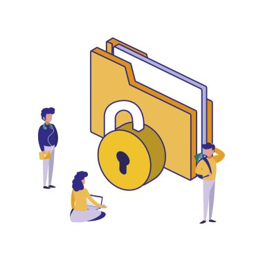 Güvenlik sistemi vektör tasarımının asma kilit ve dosyası