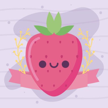 kawaii çilek karikatür vektör tasarımı