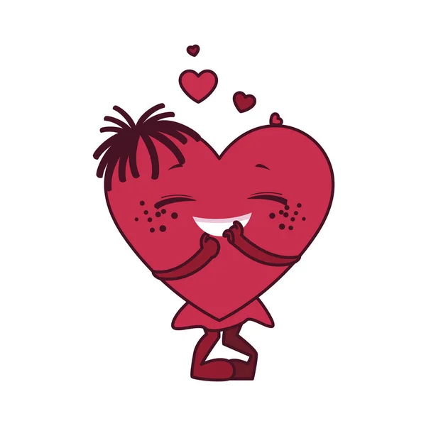 Isolato femminile rosa cuore disegno del vettore del fumetto — Vettoriale Stock