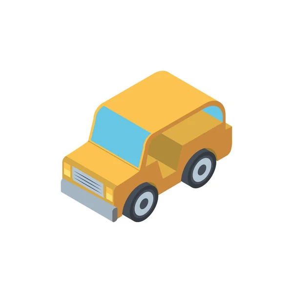 Conception isométrique isolée de vecteur de véhicule de voiture jaune — Image vectorielle