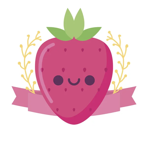 Kawaii erdbeere frucht cartoon vektor design — Stockvektor