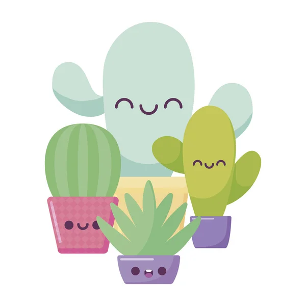 Kawaii cactus dessins animés vectoriel design — Image vectorielle