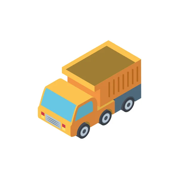 İzole edilmiş inşaat sarı kamyon vektör tasarımı — Stok Vektör