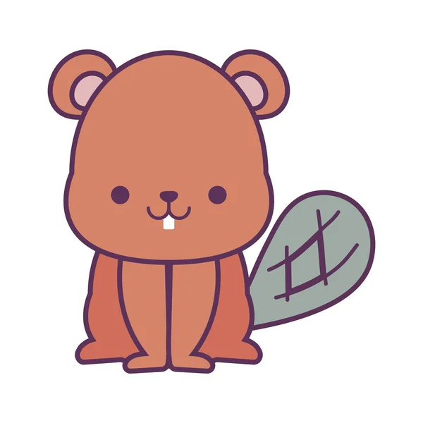 Kawaii beaver cartoon vektordesign — Stockvektor