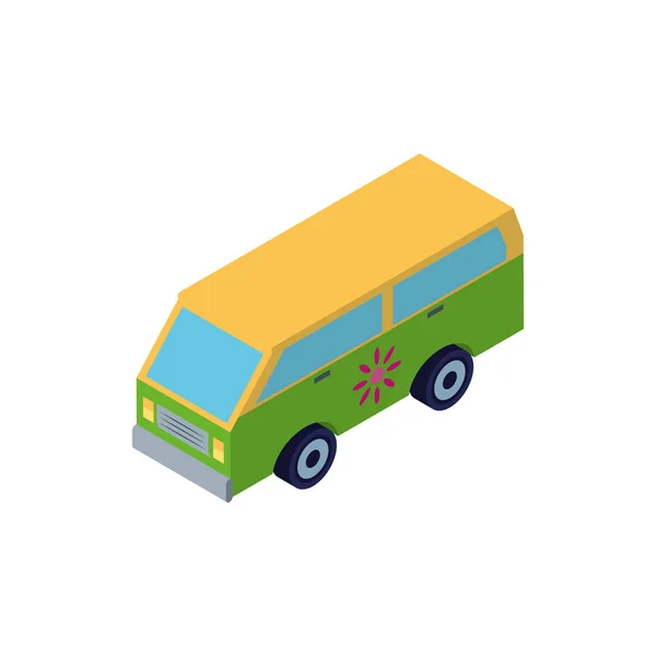 Conception isométrique isolée de vecteur de véhicule utilitaire jaune — Image vectorielle