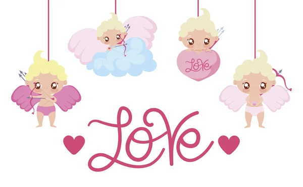 Babies cupids cartoons vector design — Stock Vector