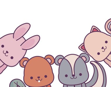 Kawaii hayvanları vektör tasarımı