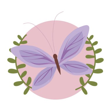 Sevimli kelebek ve çelenk vektör tasarımı