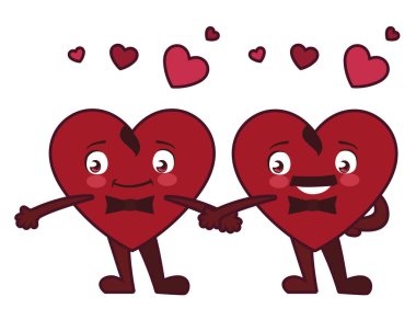 İzole erkekler kırmızı kalpler vektör tasarımı