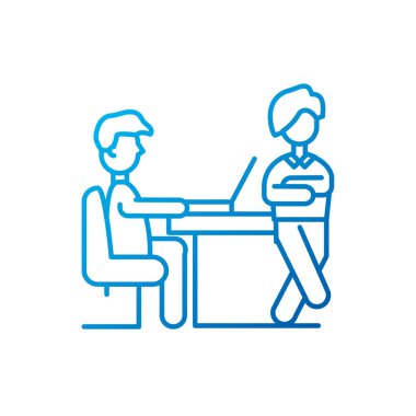 Ayrı erkekler toplantısı ve dizüstü bilgisayar vektör tasarımı