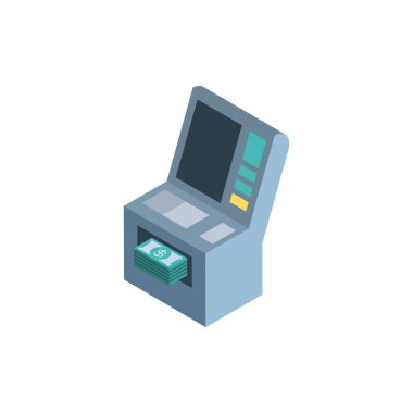 İzole para bankamatik ve fatura vektör tasarımı