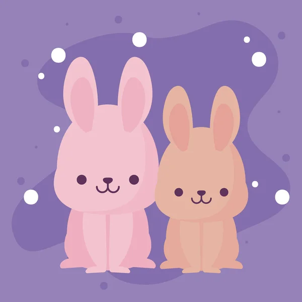 Cute rabbits cartoons vector design — Stock Vector