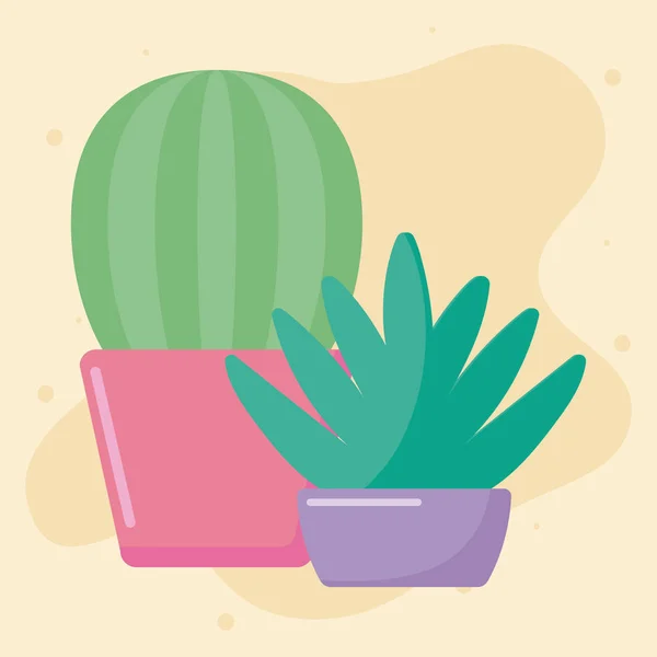 Konstruktion av kaktusar och växtvektorer — Stock vektor
