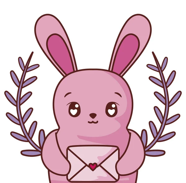 Dibujos animados de conejo con diseño de vector de tarjeta de amor — Vector de stock