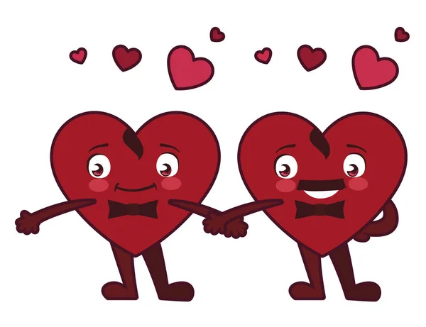 Isolerade män röda hjärtan karikatyrer vektor design — Stock vektor