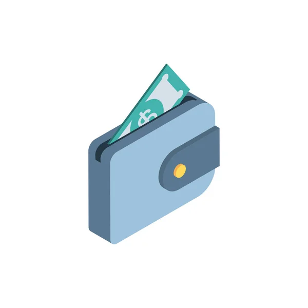 钱包矢量设计中孤立的钞票 — 图库矢量图片