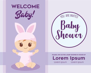 Bebek partisi daveti ve bebek çizgi film vektör tasarımı