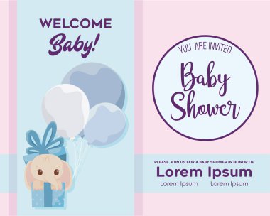 Fil çizgi film tasarımlı bebek partisi davetiyesi