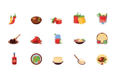 paket Meksika geleneksel set simgeleri