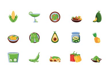 paket Meksika geleneksel set simgeleri